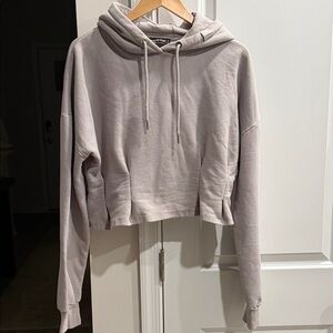Maniere De Voir Cropped Light Taupe Hoodie